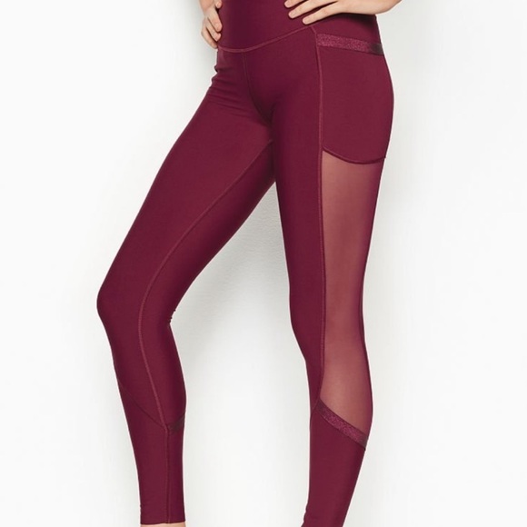 Victoria's Secret Pants - NWOT size small Victorias Secret Total Knockout Maroon sparkle mesh legging